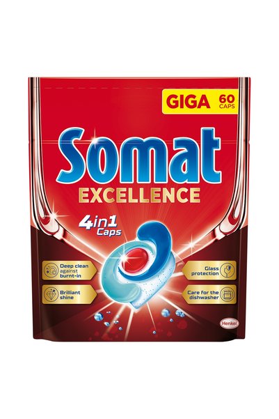 Somat Capsule de spălat vase Excellence 4în1, 60 bucăți