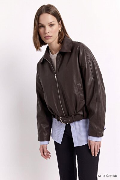 Rays Oversize Deri Ceket 3137 Kahve
