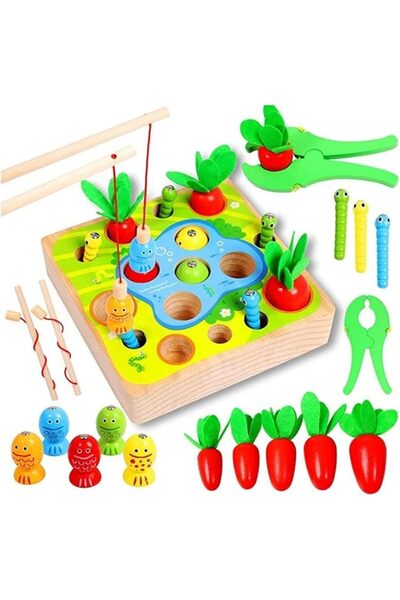Yelajoy Wooden Magnetic Fishing Toy Game