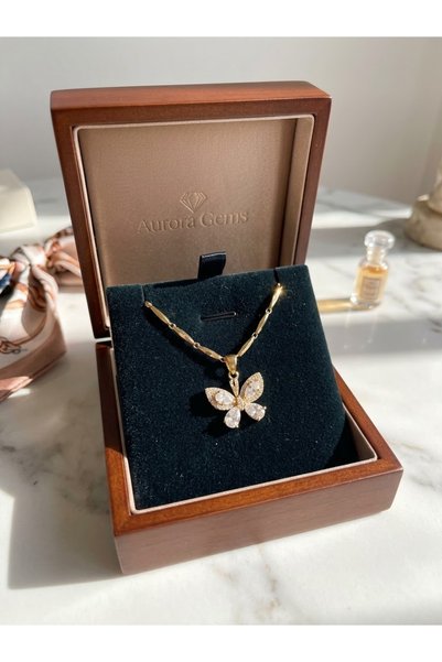 İNN JEWELLERY 316 L Çelik Kolye Kelebek Figürlü Renk Atmaz