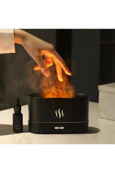 ADE Umidificator de aer 180 ml, difuzor de parfum cu efect de foc LED, șemine...