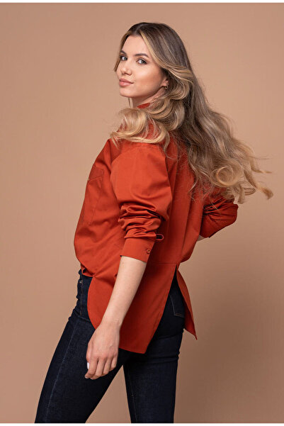 HERMOSA Yulia Long-Sleeved Women's Shirt Rust Solid Color 3604600512136