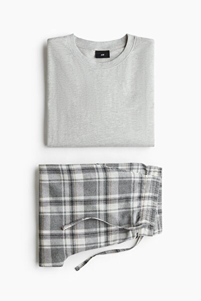 H&M Pamuklu Üst ve Altlı Pijama Takımı
