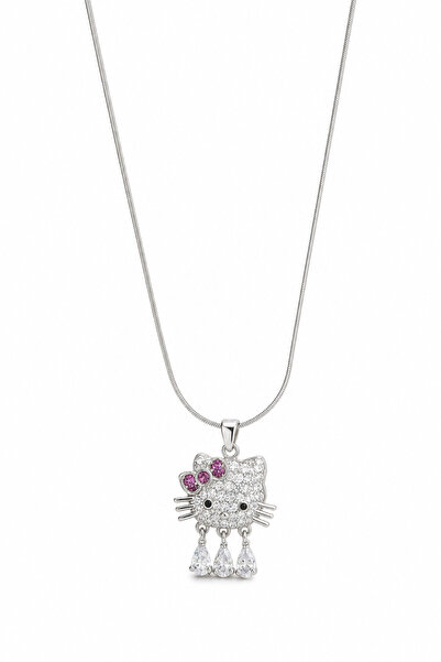 Jack Ferrero Paslanmaz Çelik Hello Kitty Figürlü Zirkon Taşlı Kadın Kolye