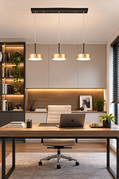 Fer Avize Ela Led Modern Tasarım 3 Renk Işık Seçenekli Enerji Tasarruflu 3'lü Led Avize Mutfak Salon Çocuk Odası Giyinme Odası