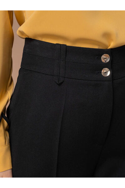 HERMOSA Pantaloni de damă Soraya cu talie înaltă, croială dreaptă, negri 3605500593036