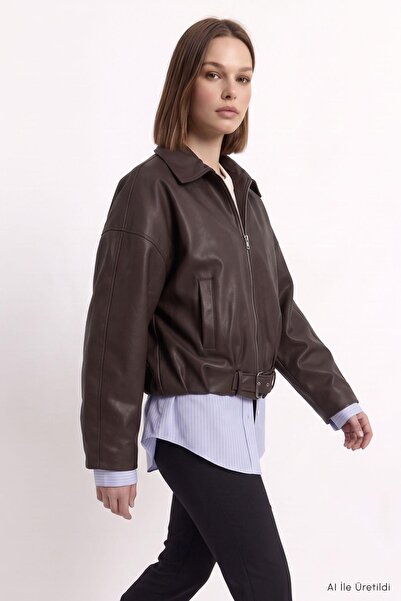 Rays Oversize Deri Ceket 3137 Kahve