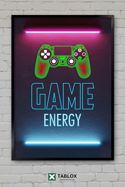 tablomaxtbx Game Energy Ενέργεια του παιχνιδιού Gamer Αφίσα τοίχου νέον με πλ...