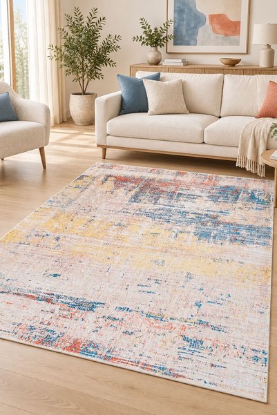 Oriente Home Zenya Serisi Modern Çok Renkli Şönil Makine Halısı Kaymaz Taban ...