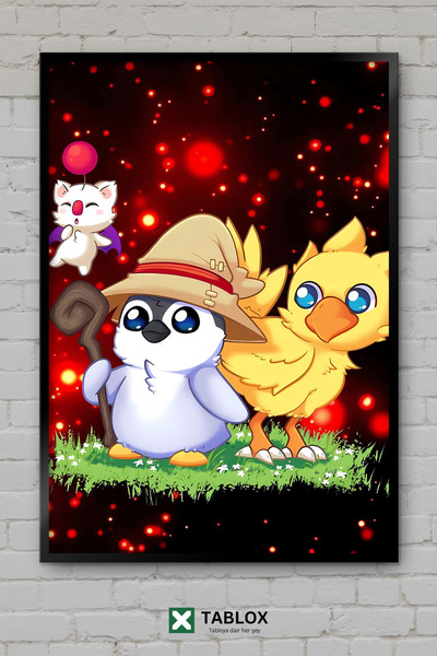 tablomaxtbx Αφίσα παιχνιδιού Final Fantasy Pengo Art Character με κορνίζα, δι...