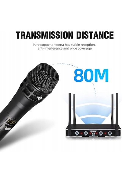 DEBRA Sistem de microfoane UHF cu 4 canale Audio Pro, microfoane wireless