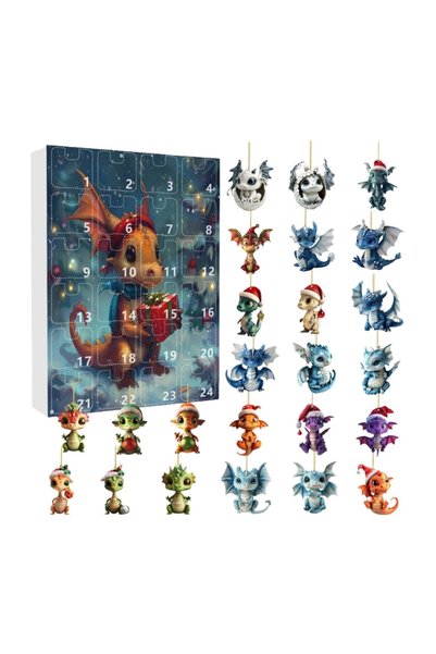 Generic Brand Calendar de Advent de Crăciun cu Dragon 2026, Calendar de număr...