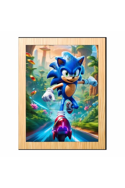 OEM Puzzle din lemn, Sonic, 9 piese, Multicolor, 15×12 cm, PDUV075