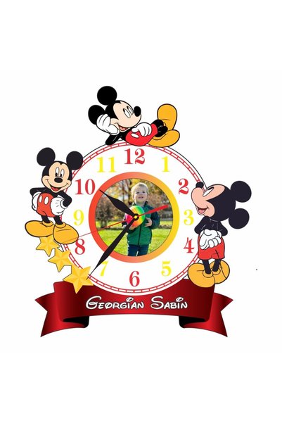 OEM Ceas Disney, Personalizat, Mickey Mouse, Lemn, 37x30 cm, CSDUV100