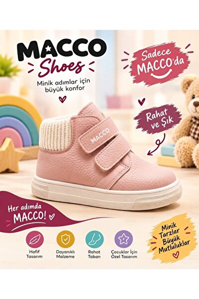 macco shoes MACCO Ortopedik Bebek ve Çocuk Bot Cırt Cırtlı Kışlık Günlük Su G...