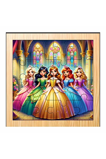 OEM Puzzle din lemn, Prințese, 16 piese, Multicolor, 17×17 cm, PDUV011
