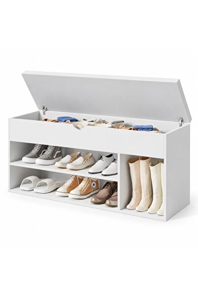Bukela White Shoe Cabinet 80x28x44.7cm, Multi-Layer Entryway Shoe Storage Rac...
