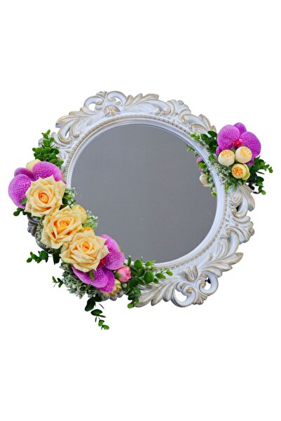 OEM Oglindă decorată pentru mireasă, Trandafiri, Orhidee, Bujori, Crem, Mov, ...