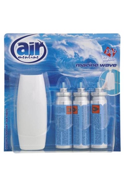 Air menline happy spray odorizant cu dispozitiv, 3x15ml, Val marin