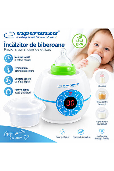 ESPERANZA Încălzitor de biberoane, 100 W, temperatură reglabilă 35-80 ° C, Af...