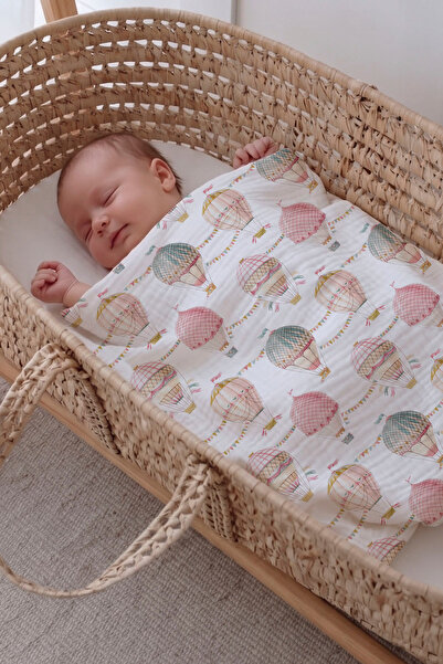 Tuğba Kuğu Muslin Coverlet - Pink Air Balloons