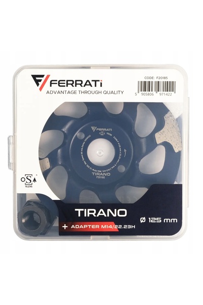 FERRATI TIRANO DGW-F Disc de șlefuit diamantat tip cupă pentru beton și tencu...