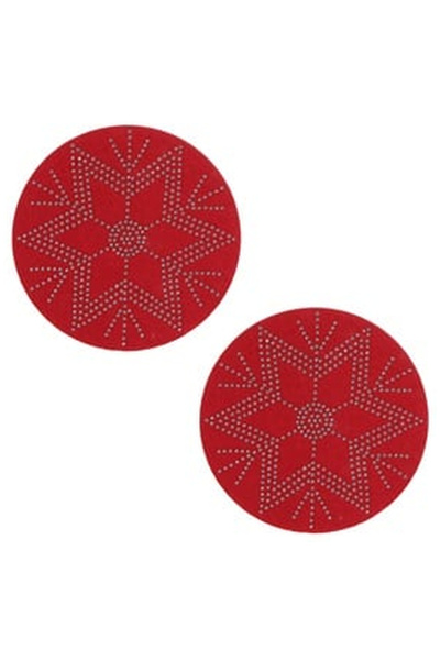 OEM Set of Red Felt Cup Holders with Rhinestone Snowflake Pattern Ø12cm - 2pcs