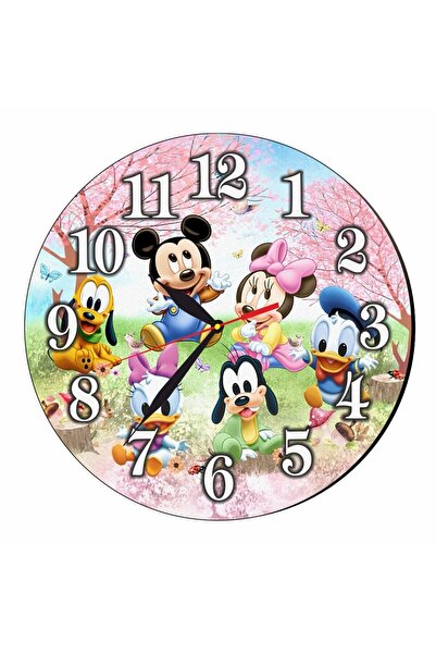OEM Ceas Disney, Mickey Mouse, Minnie Mouse, Donald, Pluto, Goofy, Lemn, 40 c...