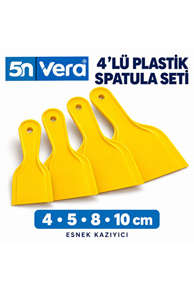 5N VERA 4’lü Esnek Plastik Kazıyıcı Spatula Seti – Cam, Fayans ve Boyalı Yüze...