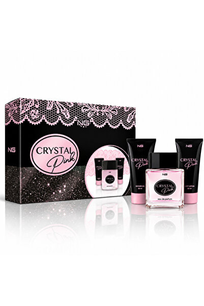 N.G. Set cadou pentru femei, Crystal Pink Gift Set, Apă de parfum 100 ml + Ge...