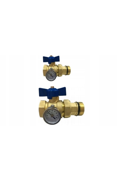 Hydroland Robinet cu bilă drept de 1 inch cu piuliță și termometru, albastru,...