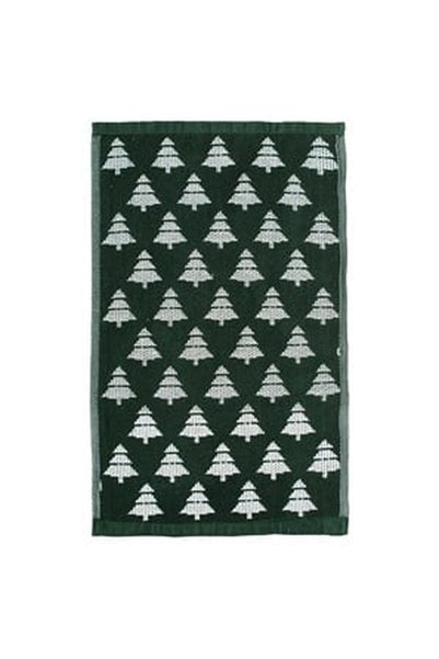 OEM Green Kitchen Towel with White Christmas Trees Pattern 60x35cm