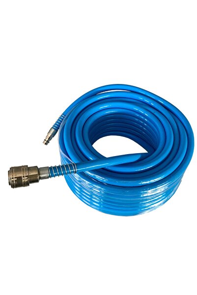 VERKE Furtun de aer spiralat de 20m, tub pneumatic pentru compresor, cu fitin...