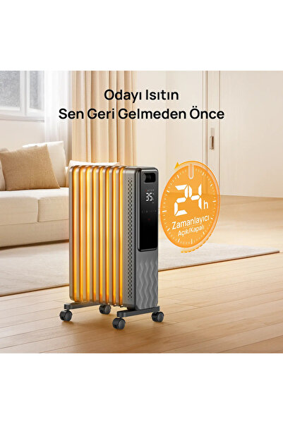DREO Solaris Akıllı Elektrikli Isıtıcı 2000W 120° Salınım 5 Kademe Isıtma Dijital Termostat