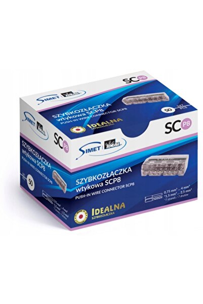 Simet 50 BUCĂȚI CONECTOR RAPID 8x 0.75-4mm² 24A SCP8 88000007S CU ÎNCHIDERE P...
