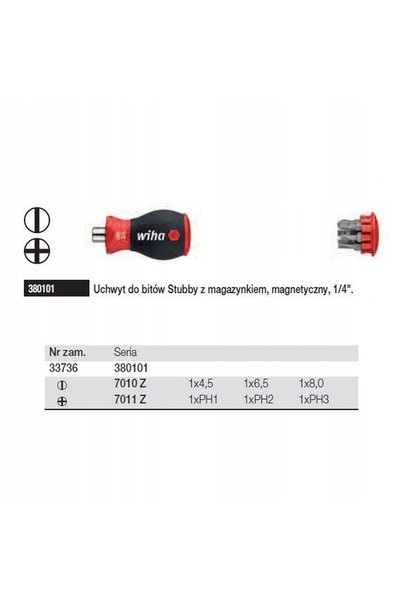wiha Șurubelniță magnetică + set de biți