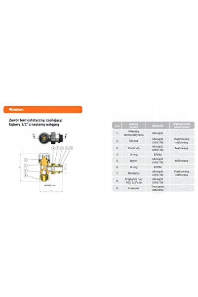 calido Set de încălzire cu termostat. UNghi. 1/2 " ( DN15 ) prin îmbinările. ...