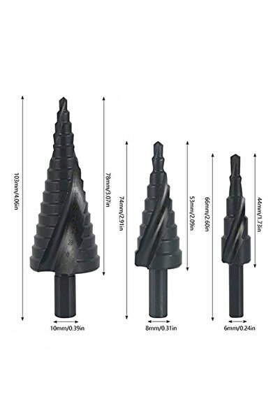 NO BRAND Burghie spiralate super, set de burghie conice CHURCH, complet, 3 bu...
