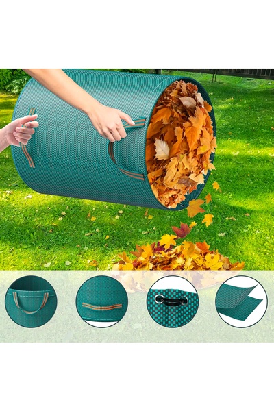 GEKO SAC DE GRĂDINĂ PENTRU FRUNZE IARBA 272L 70 X 60 CM SAC REZISTENT CU MÂNE...