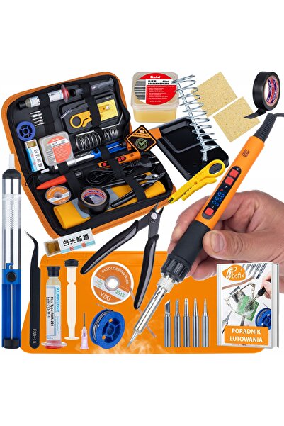 Rosfix Set de lipit 17-în-1, fier de lipit puternic de 80W, display LCD, supo...