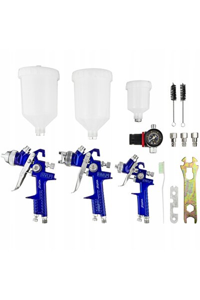 Vorfal SET 3x PISTOL DE VOPSIT HVLP CU DUZE DE 0.8, 1.4, 1.7 ȘI REDUCTOR DE V...