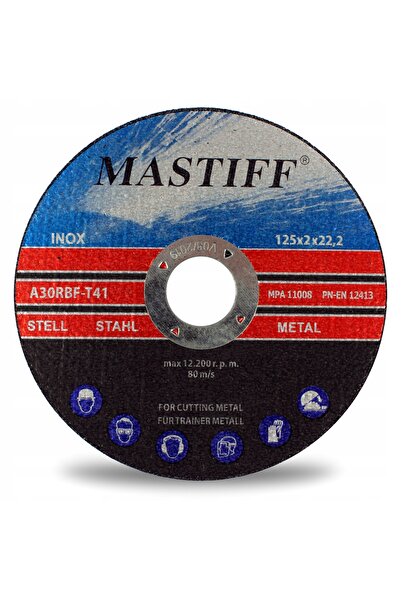 MASTIFF DISC DE TĂIAT METAL 125 X 1 INOX, 50 BUCĂȚI, LAME PENTRU METAL OȚEL