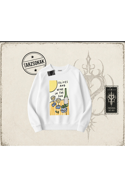 Tarzsokak Ženska majica sa širokim izrezom, unisex, u boji maslina i vina, bela