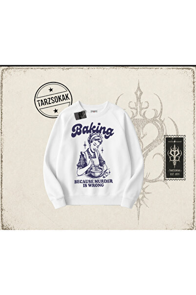Tarzsokak Unisex velika majica za pečenje, unisex, sa okruglim izrezom, bela