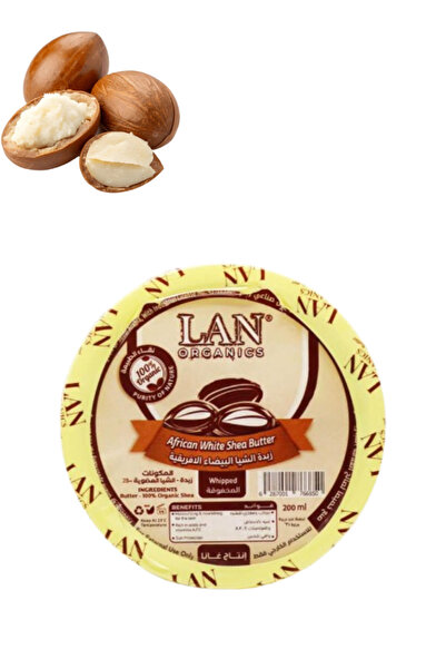 LAN ORGANICS زبدة الشيا الأفريقية البيضاء العضوية المخفوقة 200 مل
