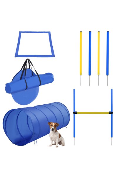 Generic Brand Set de agilitate pentru câini, reglabil pe înălțime, cu tunel, ...