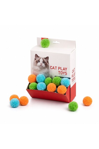 FOXMAG24 Set de 48 de mingi pufoase pentru pisici, multicolore