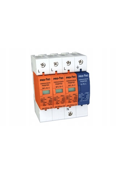 PROTEC Dispozitiv de protecție la supratensiune 4P, clasa B+C, tip I+II