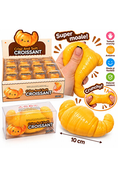 SHOP LIKE A PRO Jucărie Antistres Squishy Croissant Crunchy, Moale și Flexibi...