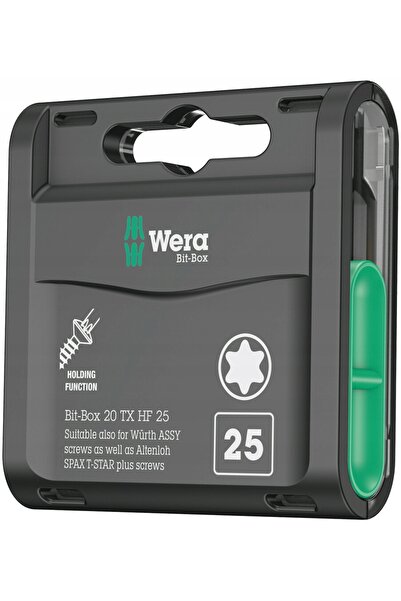 wera KIT BIT-BOX 20 TX HF, TX 25MM, 20 BUCĂȚI WÜRTH, SPAX
